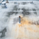 Overhead View Of A Commerical Roof With Water Damage